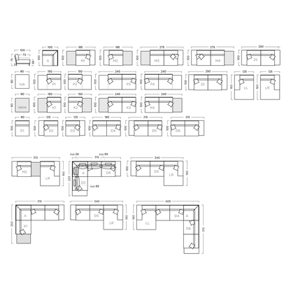 Sofa LANDSCAPE-Tragende Elemente aus massiver Buche und Metall