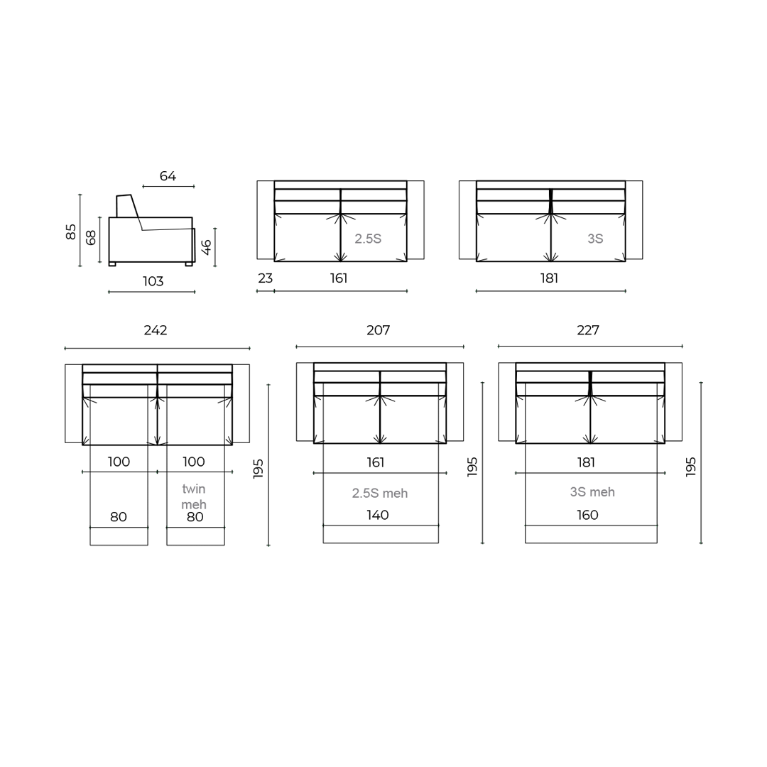 MATRIX Schlafsofas - tragende Elemente aus massiver Buche, verstärkt mit Holzplattenelementen im Raum