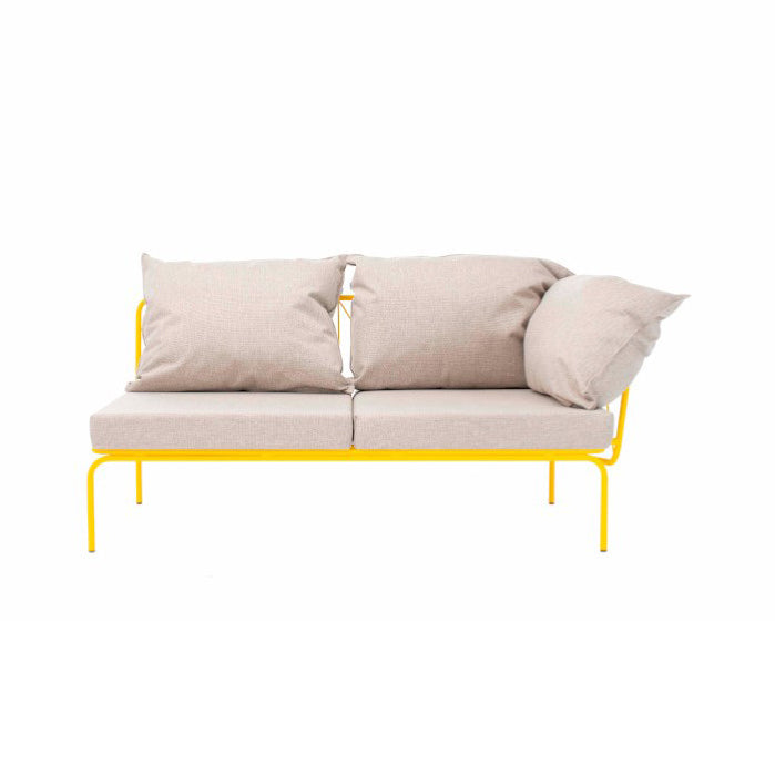 ATAMAN MODULAR-Gartensofa Element rechts, niedrige Armlehne aus pulverbeschichtetem Edelstah-gelb-vorne