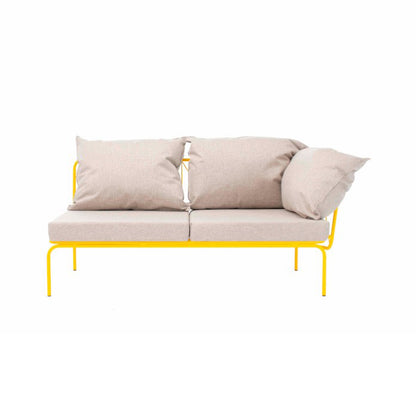 ATAMAN MODULAR-Gartensofa Element rechts, niedrige Armlehne aus pulverbeschichtetem Edelstah-gelb-vorne