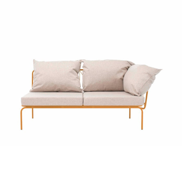 ATAMAN MODULAR-Gartensofa Element rechts, niedrige Armlehne aus pulverbeschichtetem Edelstah-ockergelb-vorne