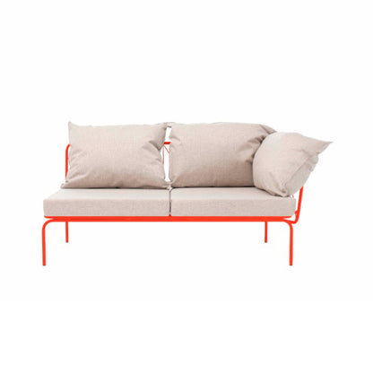 ATAMAN MODULAR-Gartensofa Element rechts, niedrige Armlehne aus pulverbeschichtetem Edelstah-lachsrot-vorne