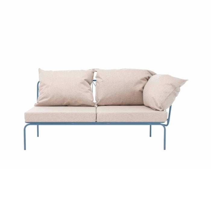 ATAMAN MODULAR-Gartensofa Element rechts, niedrige Armlehne aus pulverbeschichtetem Edelstah-taubenblau-vorne