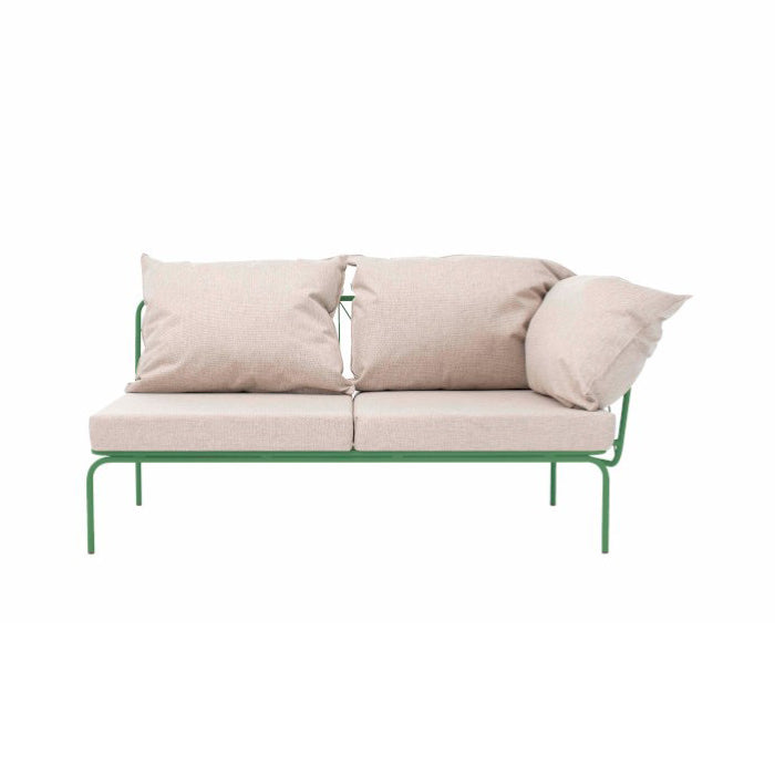 ATAMAN MODULAR-Gartensofa Element rechts, niedrige Armlehne aus pulverbeschichtetem Edelstah-resedagrün-vorne