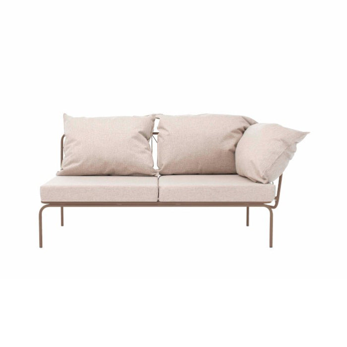 ATAMAN MODULAR-Gartensofa Element rechts, niedrige Armlehne aus pulverbeschichtetem Edelstah-kieselrau-vorne