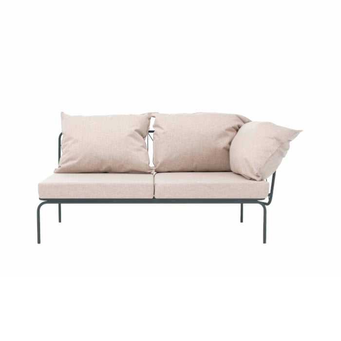 Gartensofa Element rechts, niedrige Armlehne aus pulverbeschichtetem Edelstahl, RAL 7016