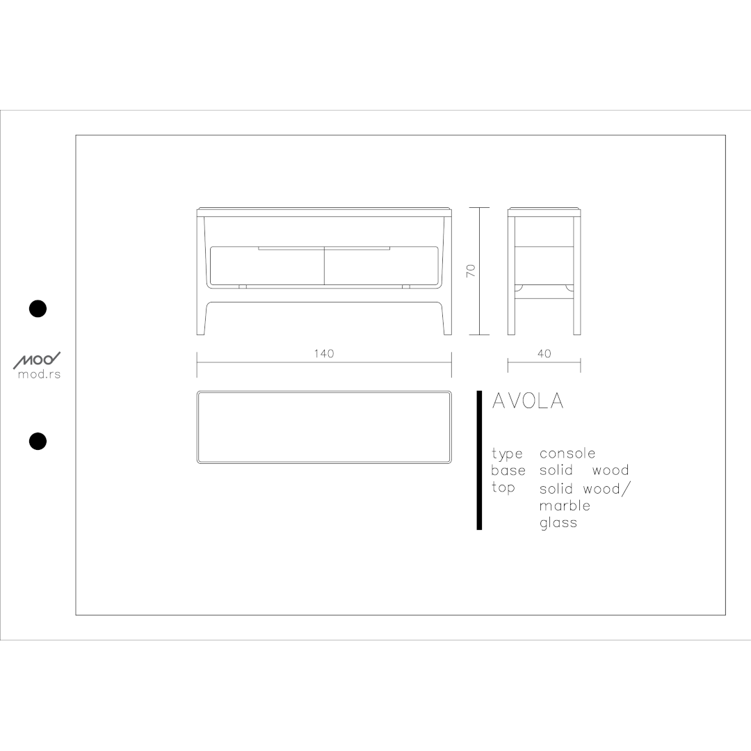 Spezifikation Avola Designer Sideboard aus Massivholz