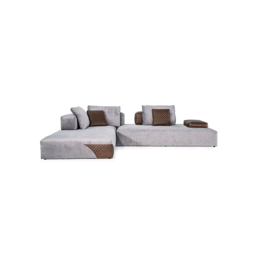 CAPRI-Designersofa, Gestell aus Massivholz mit Stoffpolsterung, zwei Elemente