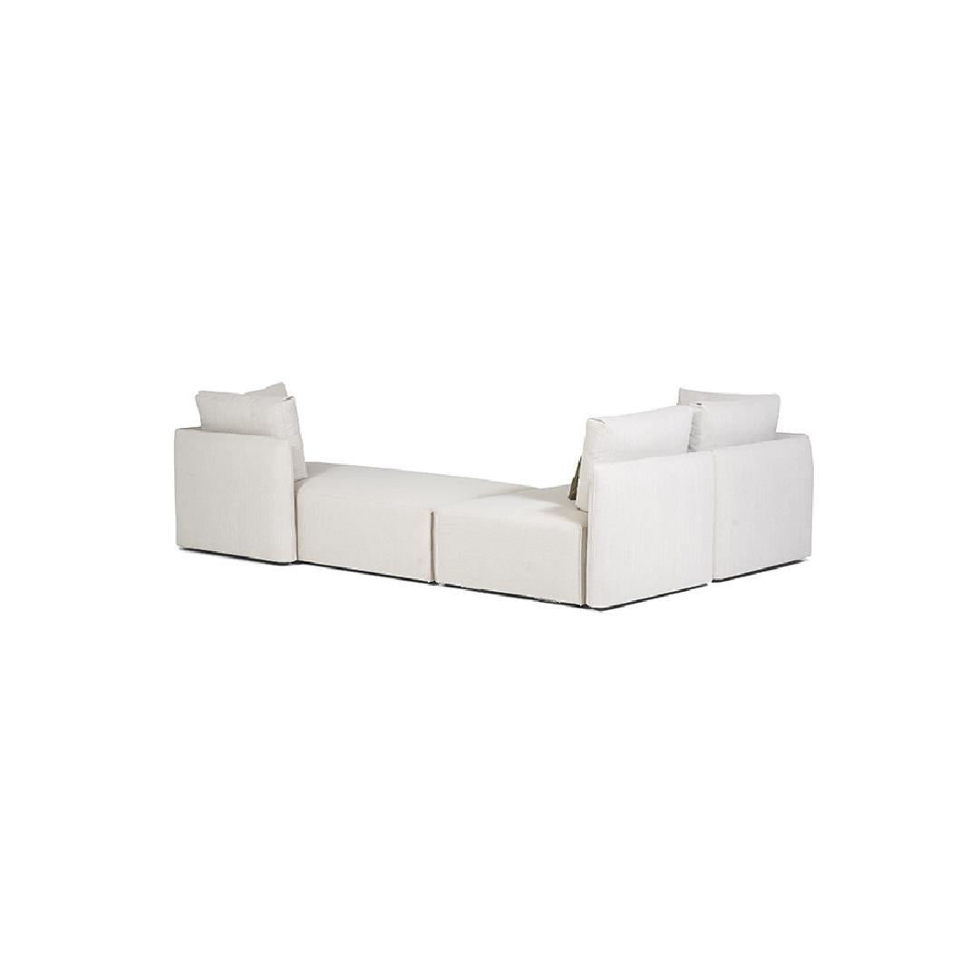 CHARME-Designersofa, Gestell aus Massivholz mit Stoffpolsterung-rücken rechts