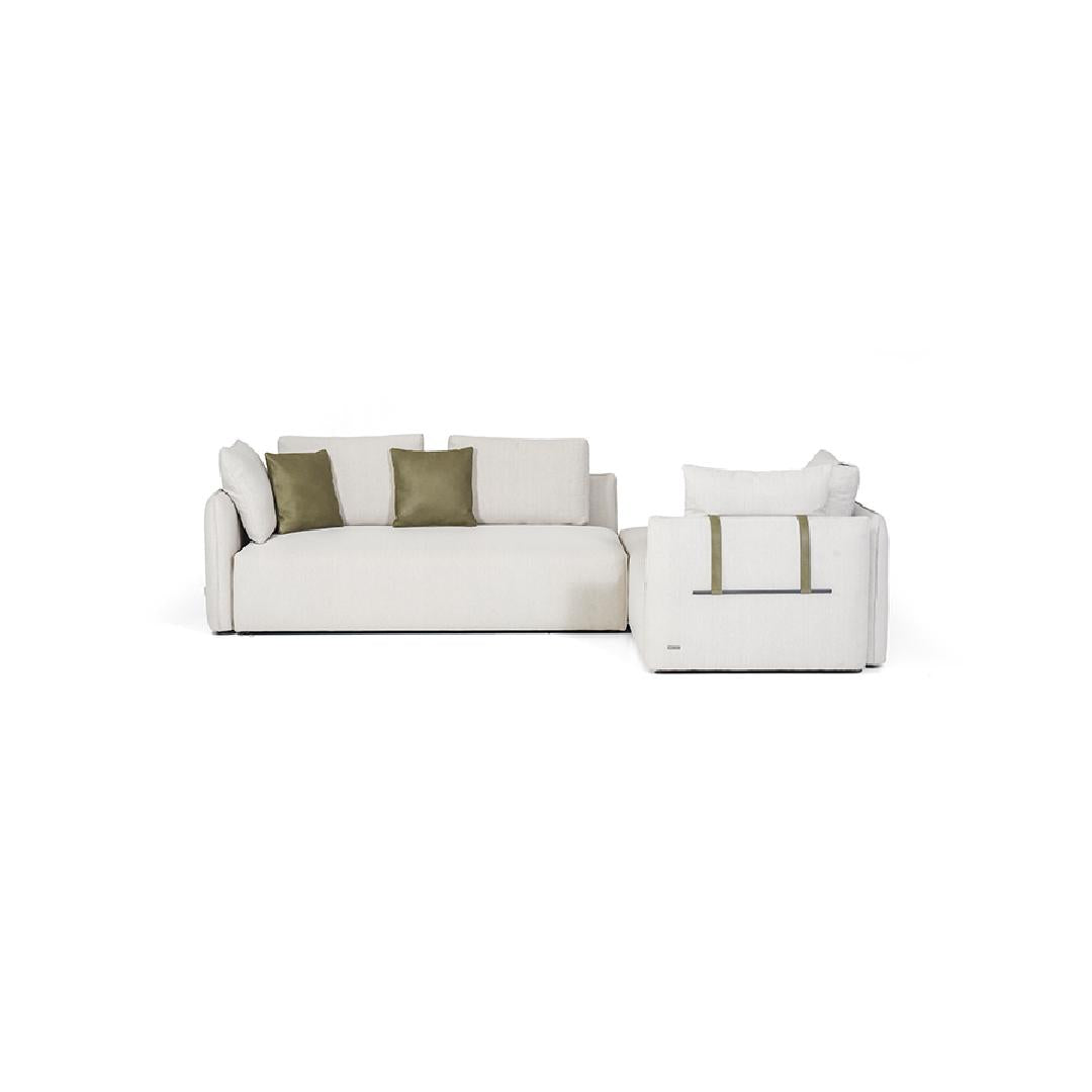 CHARME-Designersofa, Gestell aus Massivholz mit Stoffpolsterung