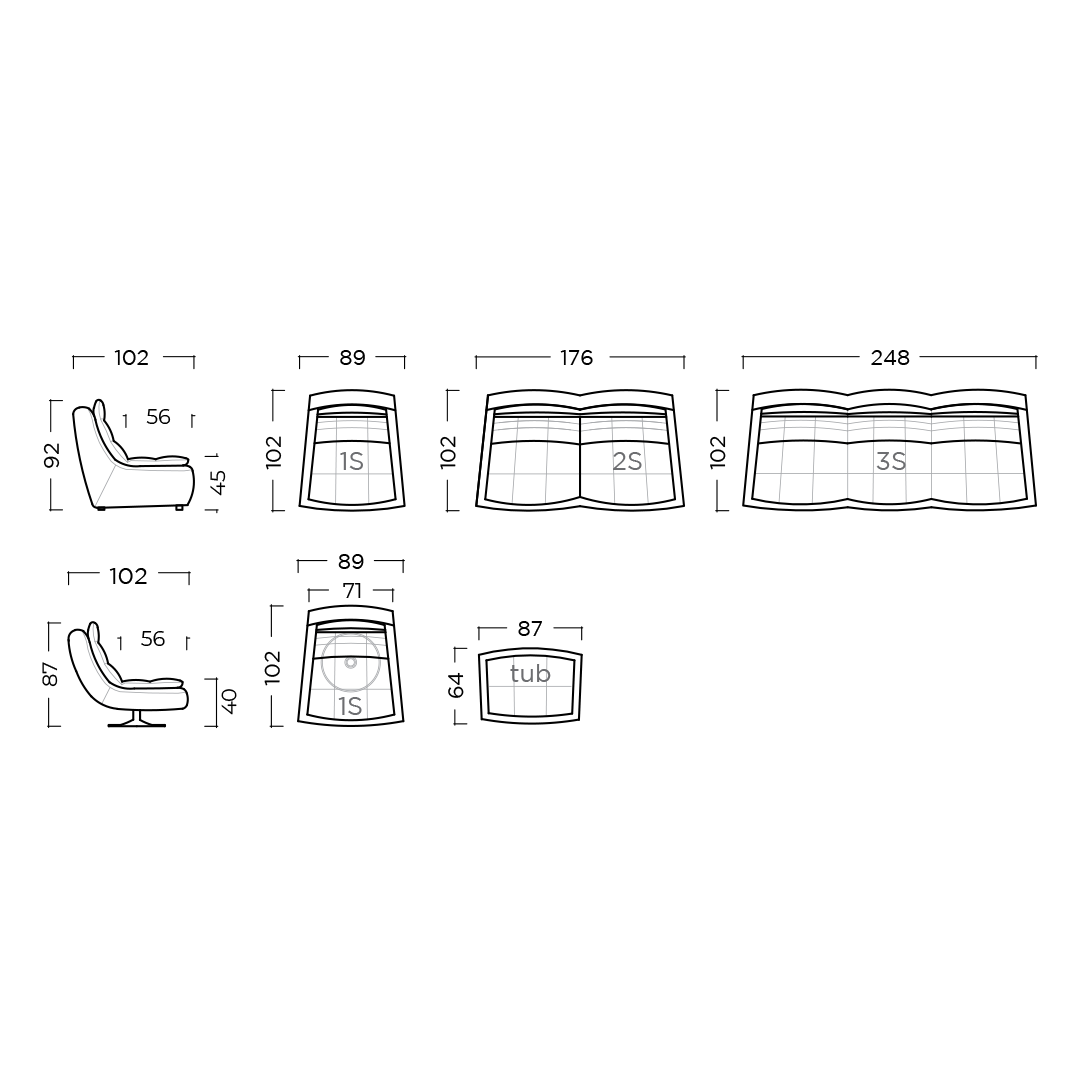 Spezifikation City Designersofa, Gestell aus Massivholz