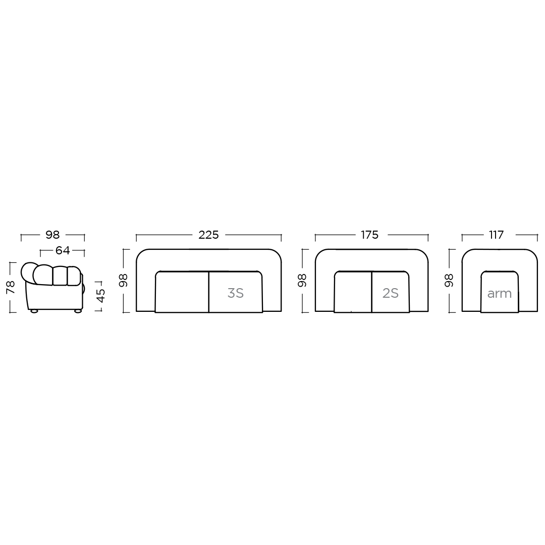 Spezifikation Classic Designersofa, Gestell aus Massivholz