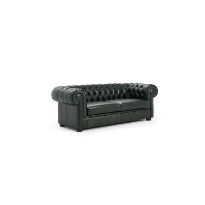 CLASSIC-Designersofa, Gestell aus Massivholz mit Lederpolsterung-links