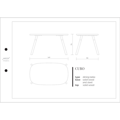 Spezifikation Cubo Designer Esstisch aus Massivholz