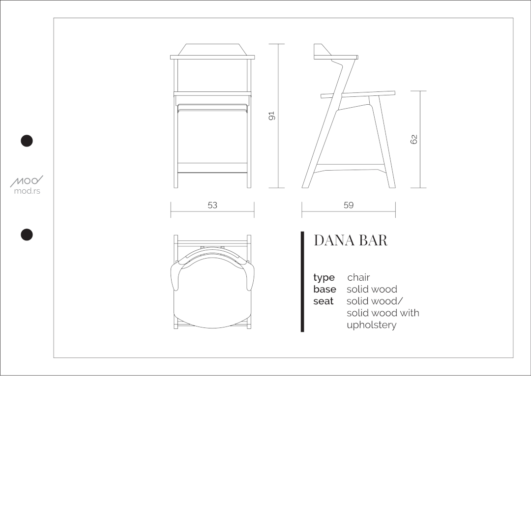 Spezifikation Dana Designer Barhocker aus Massivholz