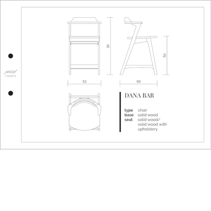 Spezifikation Dana Designer Barhocker aus Massivholz