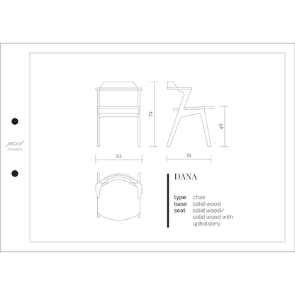 Spezifikation Dana Designer Stuhl aus Massivholz