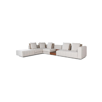 ELORA-Designersofa, Gestell aus Massivholz mit Stoffpolsterung-links