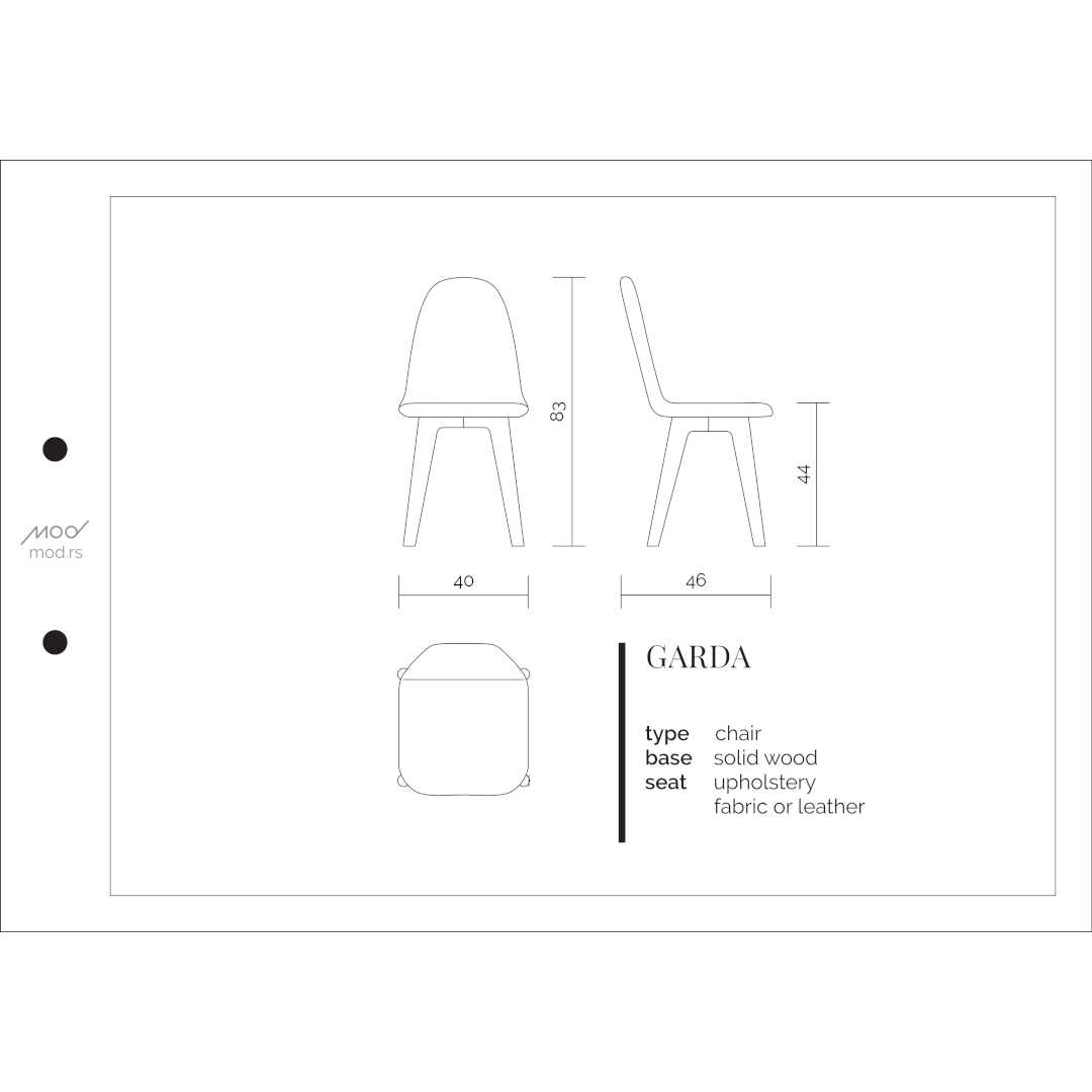 Spezifikation Garda Designer Stuhl aus Massivholz