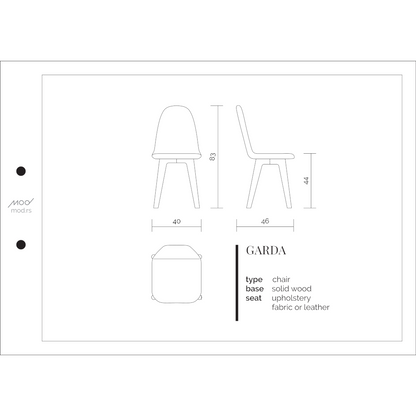 Spezifikation Garda Designer Stuhl aus Massivholz