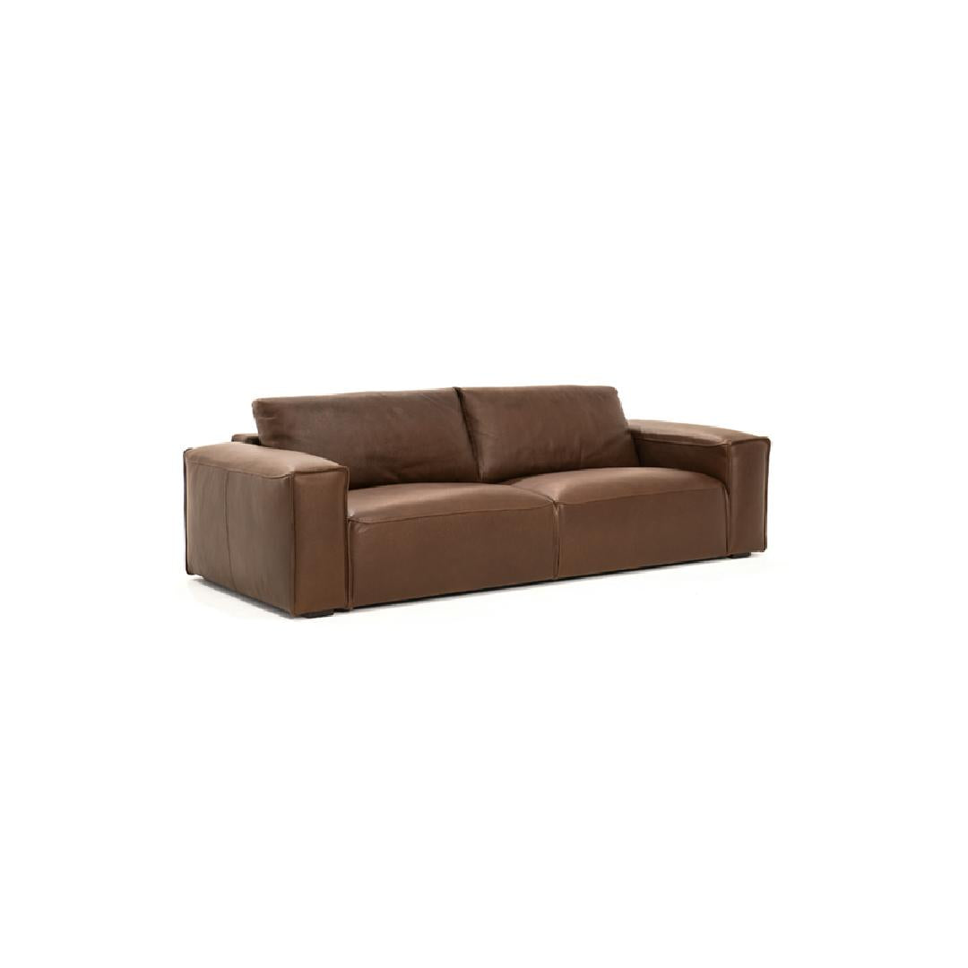 GROUND-Designersofa, Gestell aus Massivholz mit Lederpolsterung-links