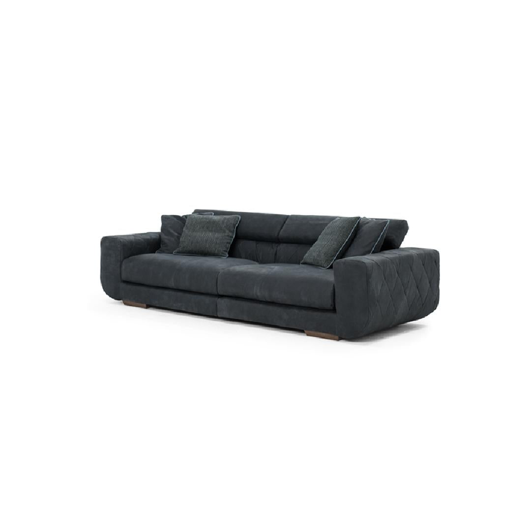 IMPRESSIVE-Designersofa, Gestell aus Massivholz mit Lederpolsterung-links