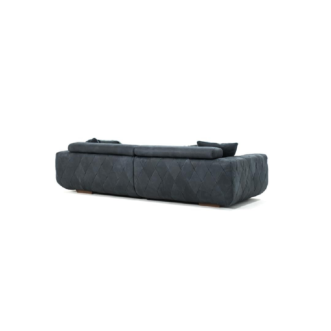 IMPRESSIVE-Designersofa, Gestell aus Massivholz mit Lederpolsterung-rücken links