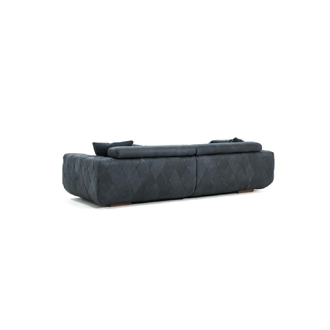 IMPRESSIVE-Designersofa, Gestell aus Massivholz mit Lederpolsterung-rücken rechts