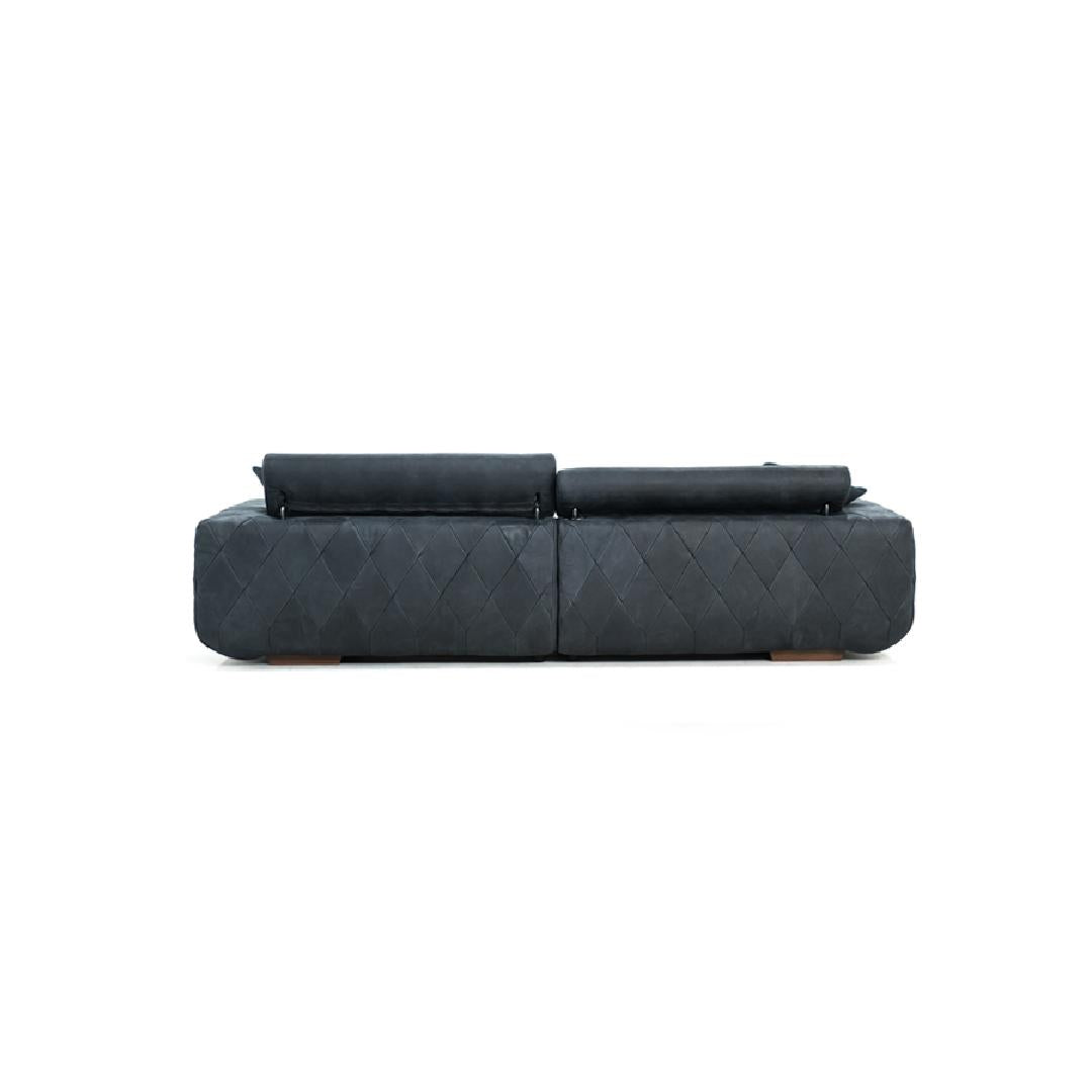 IMPRESSIVE-Designersofa, Gestell aus Massivholz mit Lederpolsterung-rücken