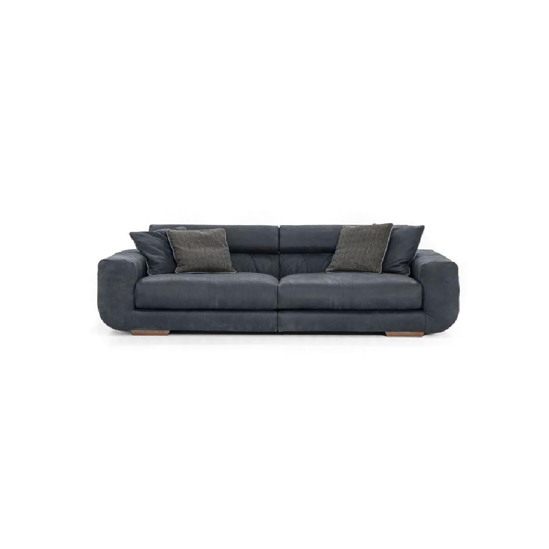 IMPRESSIVE-Designersofa, Gestell aus Massivholz mit Lederpolsterung