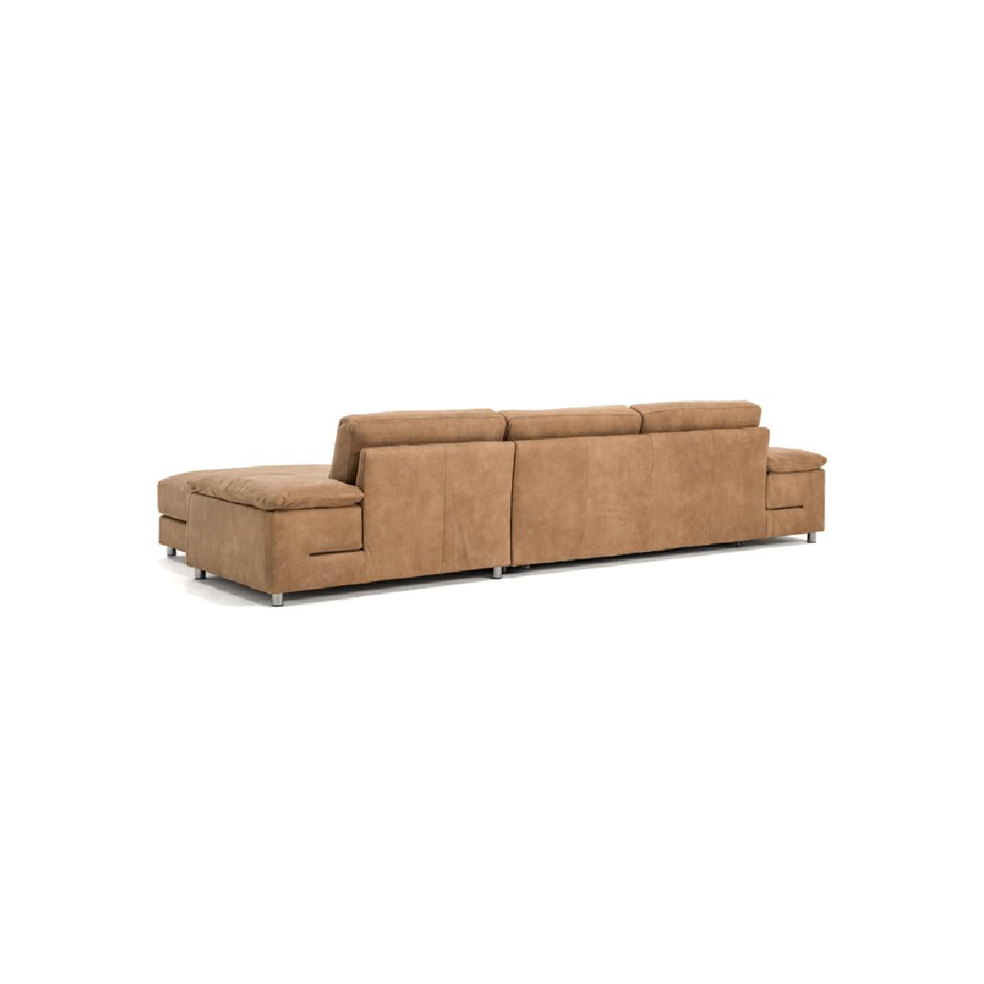 INFINITY R-Designersofa, Gestell aus Massivholz mit Lederpolsterung-rücken links