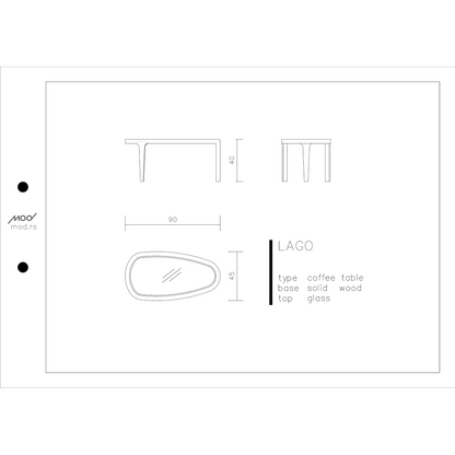 Spezifikation Lago Designer Couchtisch aus Massivholz und Marmor