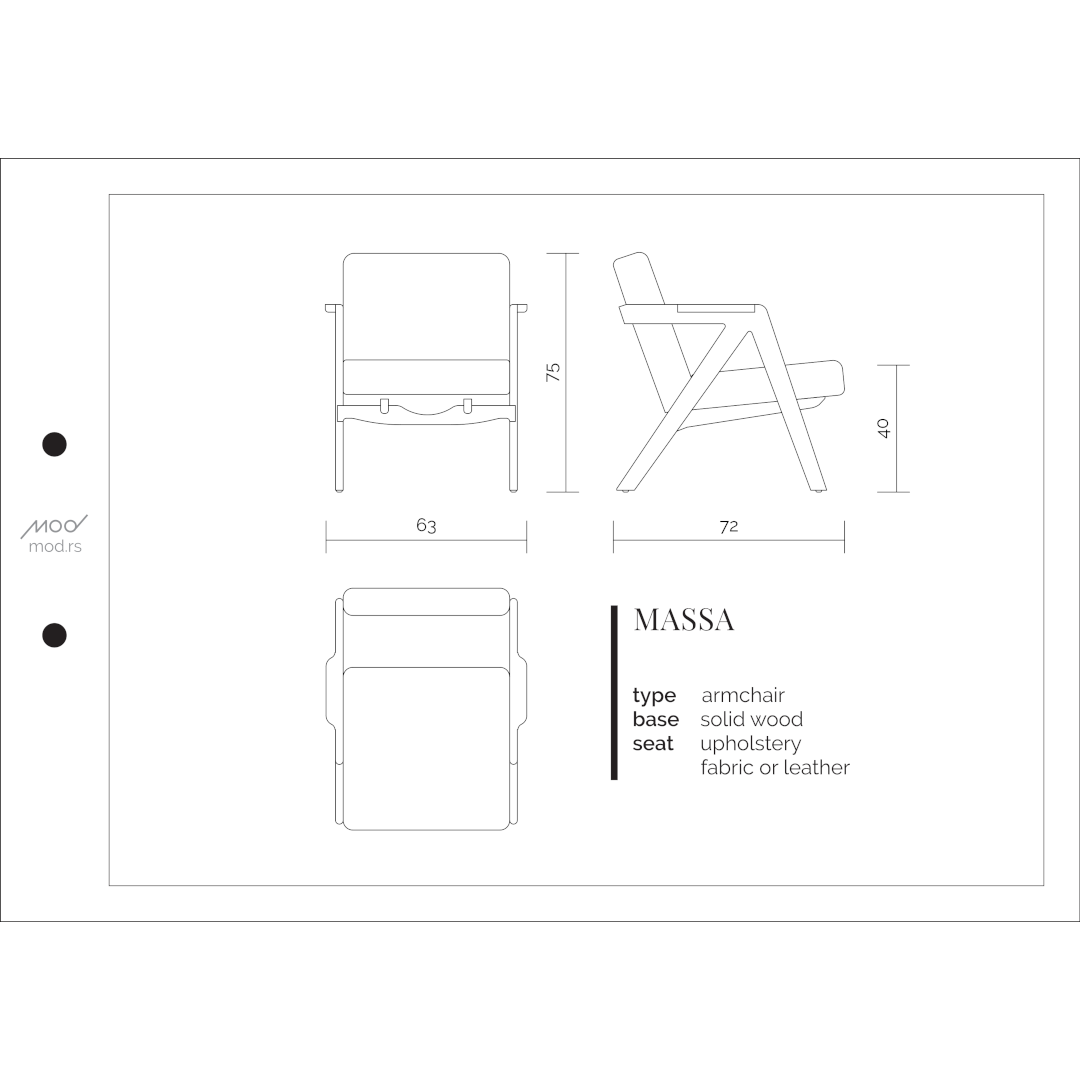 Spezifikation Massa Designer Sessel aus Massivholz