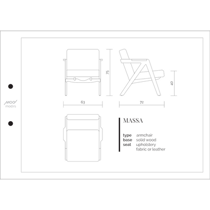 Spezifikation Massa Designer Sessel aus Massivholz