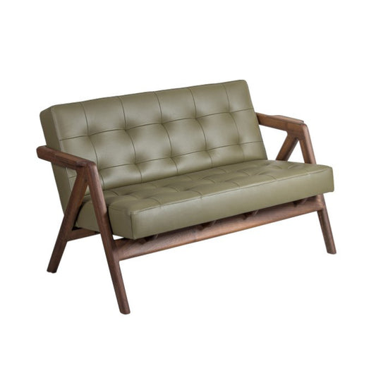 MASSA-Due Designer Sofa aus Massivholz Lederpolsterung-frontal-nussbaum