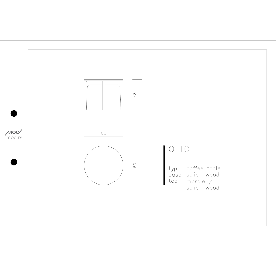 Spezifikation Otto Designer Beistelltisch aus Massivholz und Marmor