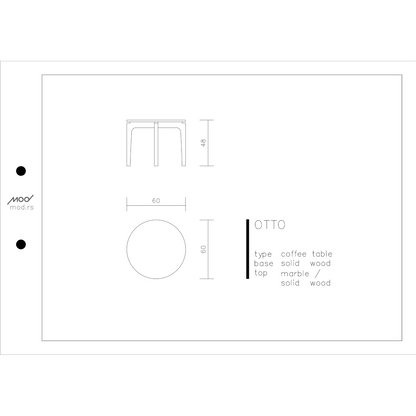 Spezifikation Otto Designer Beistelltisch aus Massivholz und Marmor