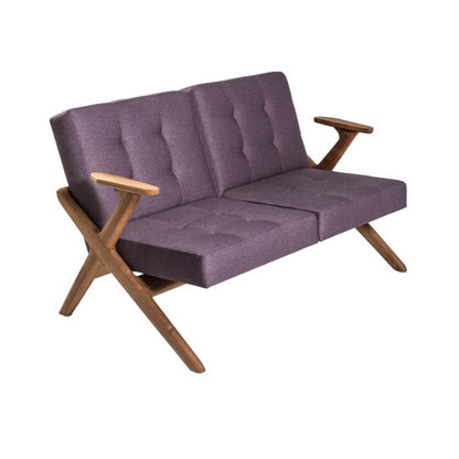 ROCCA-Due Designer Sofa aus Massivholz Stoffpolsterung-frontal-nussbaum