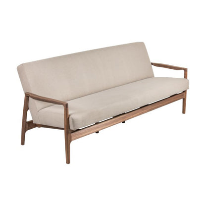 ROCCA-Tre Designer Sofa aus Massivholz Stoffpolsterung-frontal-nussbaum