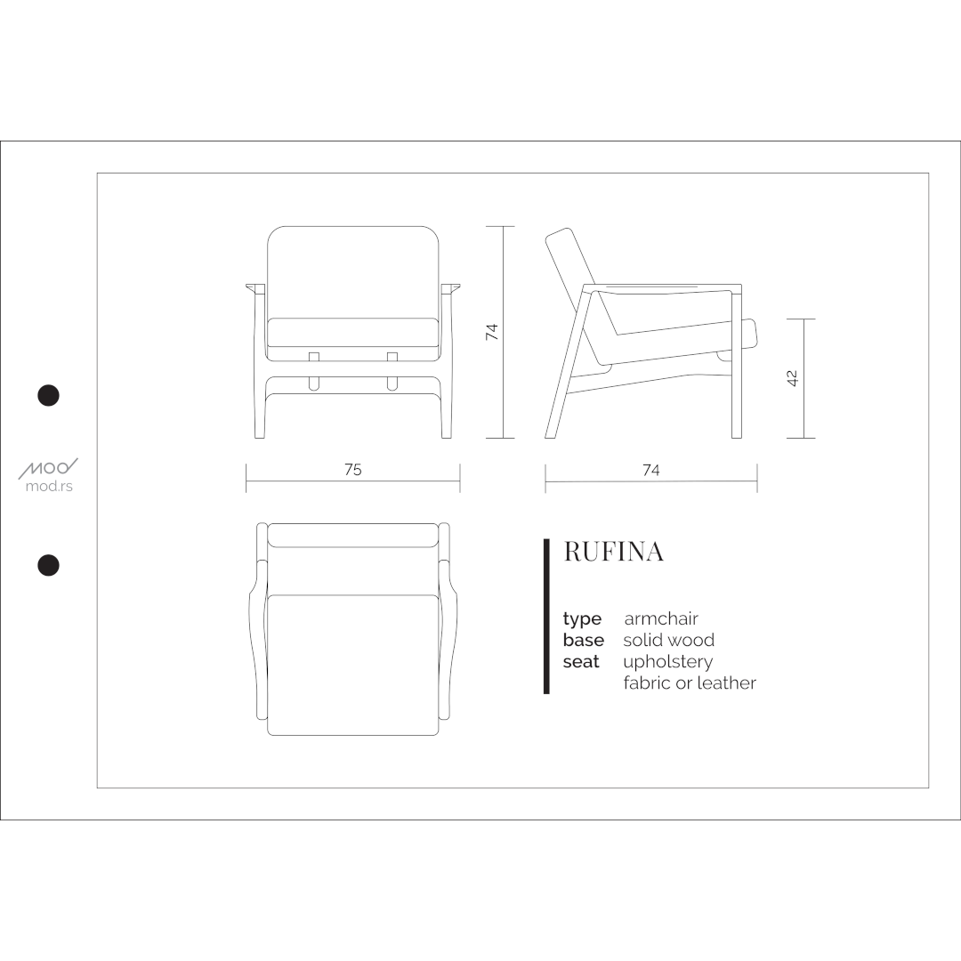 Spezifikation Rufina Designer Sessel aus Massivholz