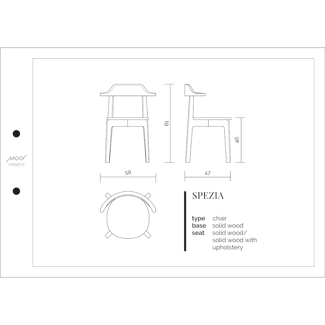 Spezifikation Spezia Designer Stuhl aus Massivholz