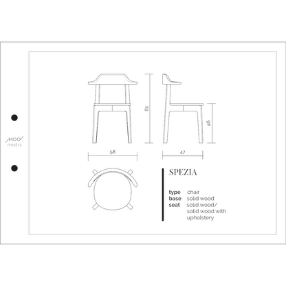 Spezifikation Spezia Designer Stuhl aus Massivholz