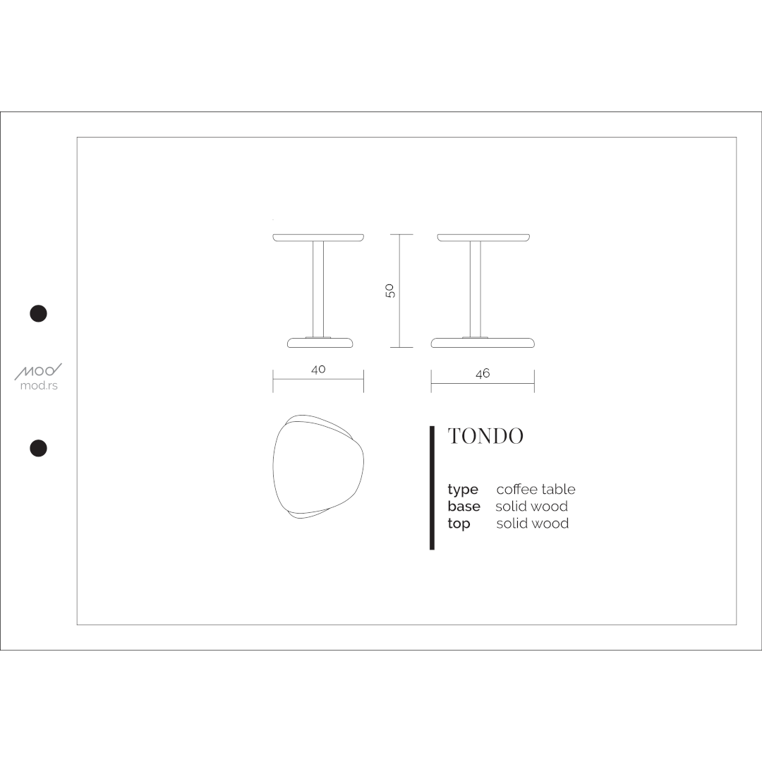 Spezifikation Tondo Designer Beistelltisch aus Massivholz