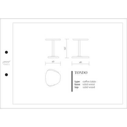 Spezifikation Tondo Designer Beistelltisch aus Massivholz